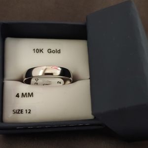 10K WHITE GOLD 4mm Ring/Band sz 12-NEW!